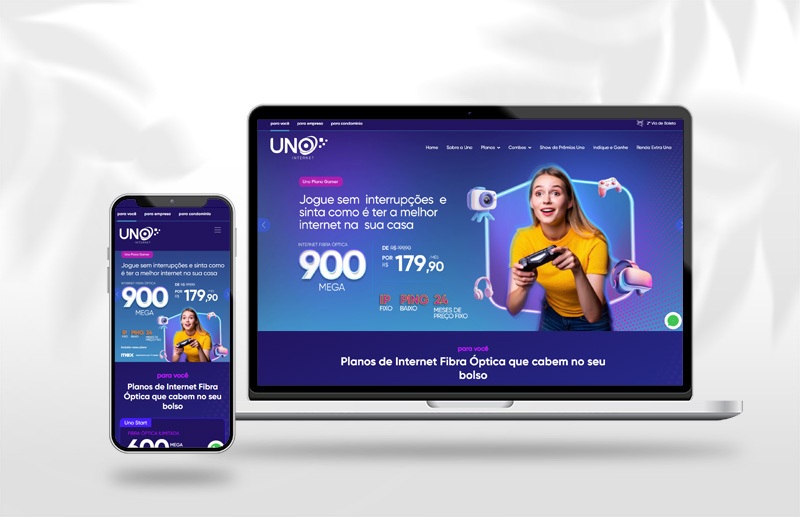 Site Uno Internet criado pela Ciao Digital Chapecó